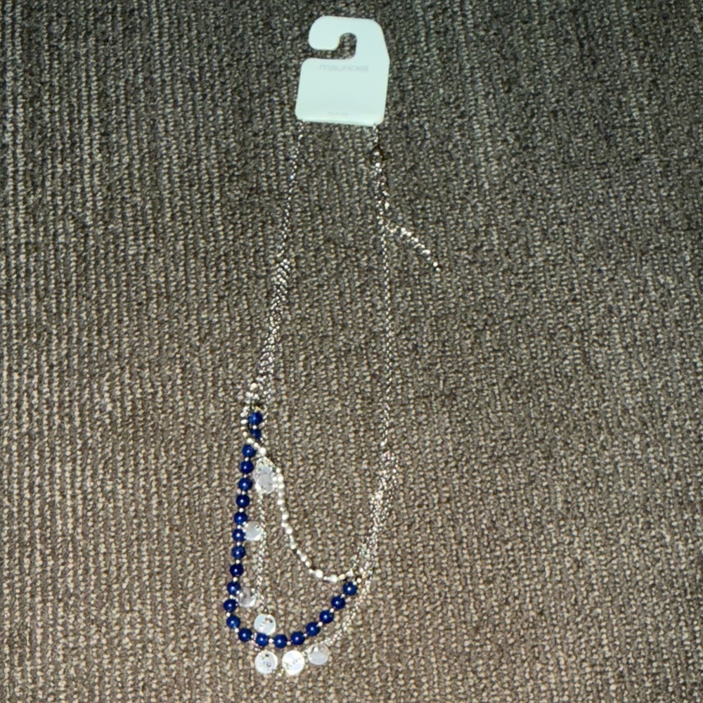 NWT Maurices Blue and Silver Layer Beaded Necklace